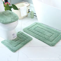 Thickened Flocked Bathroom Toilet Mat Set - Absorbent, Non-Slip, Splash-Proof