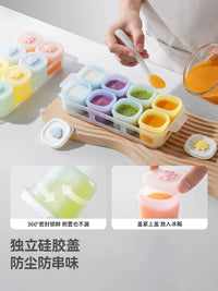 Beipeites Silicone Baby Food Freezer Tray with Lid - 8-Compartment Puree Storage Container, Freezable & Steamable