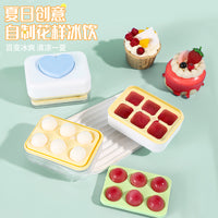 Heart-shaped Ice Cube Mold 6-Grid Mini Press Ice Tray Silicone Ice Box Household Ice Storage Box with Lid Frozen Ice Cubes