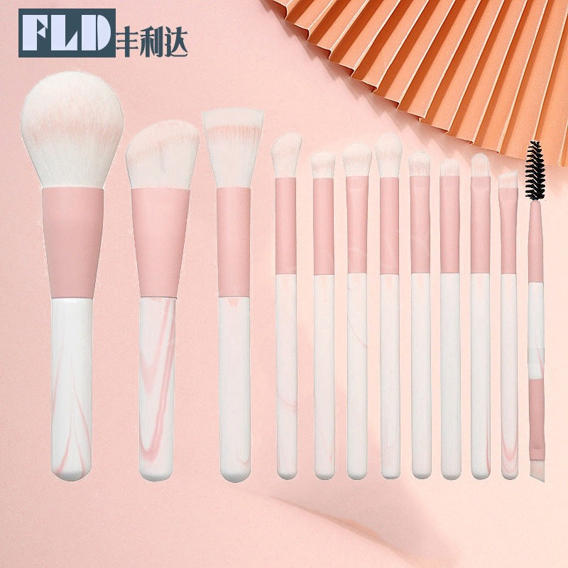 12-Piece Makeup Brush Set with Thickened Copper Tube and Soft Bristles for Beginners