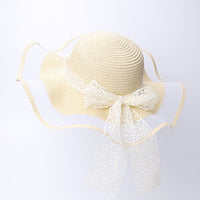 Women's Ruffled Wide Brim Sun Hat with Pearl Ribbon for Beach Vacation