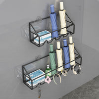 Wall-Mounted Umbrella Holder with Double-Layer Storage for Home Entryway