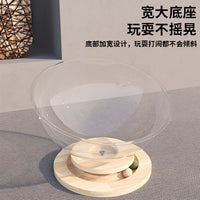 Space Capsule Cat Bed with Turntable Toy, All-Season Semi-Enclosed Pet House