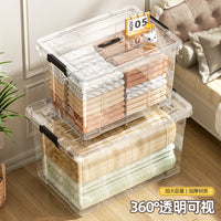 Clear Plastic Storage Box with Lid, Extra Large Stackable Organizer for Clothes and Household Items