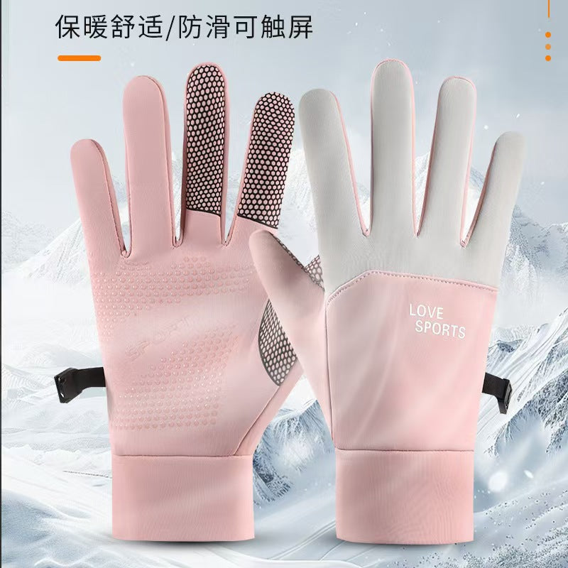 Unisex Winter Warm Cycling Gloves with Touchscreen, Non-Slip, Thickened Fleece Lining for Outdoor Activities