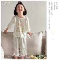 Bamboo Fiber Modal Kids Pajama Set 3/4 Sleeve & Pants Korean Style Cute Sleepwear