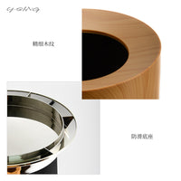 Wood Grain Waste Bin for Home, Office, Hotel - 12L Luxury Retro Style Trash Can