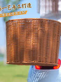 Electric Bicycle Rear Basket with Lid and Dog Decal/Bead Buckle - Universal Storage for Helmets and Pets