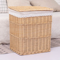Large Woven Laundry Hamper with Lid - Fabric Storage Basket for Bedroom & Bathroom