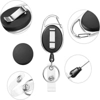 Retractable Badge Reel with Clear Hard Card Holder and Thumb Slot