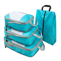 4-Piece Travel Compression Packing Cubes Set for Luggage Organization, Waterproof Clothes Storage Bags