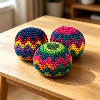 Hand-Knitted Footbag Hacky Sack Set for Juggling and Foot Games