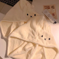 Cartoon Rabbit Quick Dry Hair Towel Cap, Thickened Coral Fleece Absorbent Bath Turban