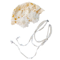 French Retro Bridal Hot Stamped Hat Women's Handmade Woven Hollow Headscarf 2024 New Wedding Dress Accessory