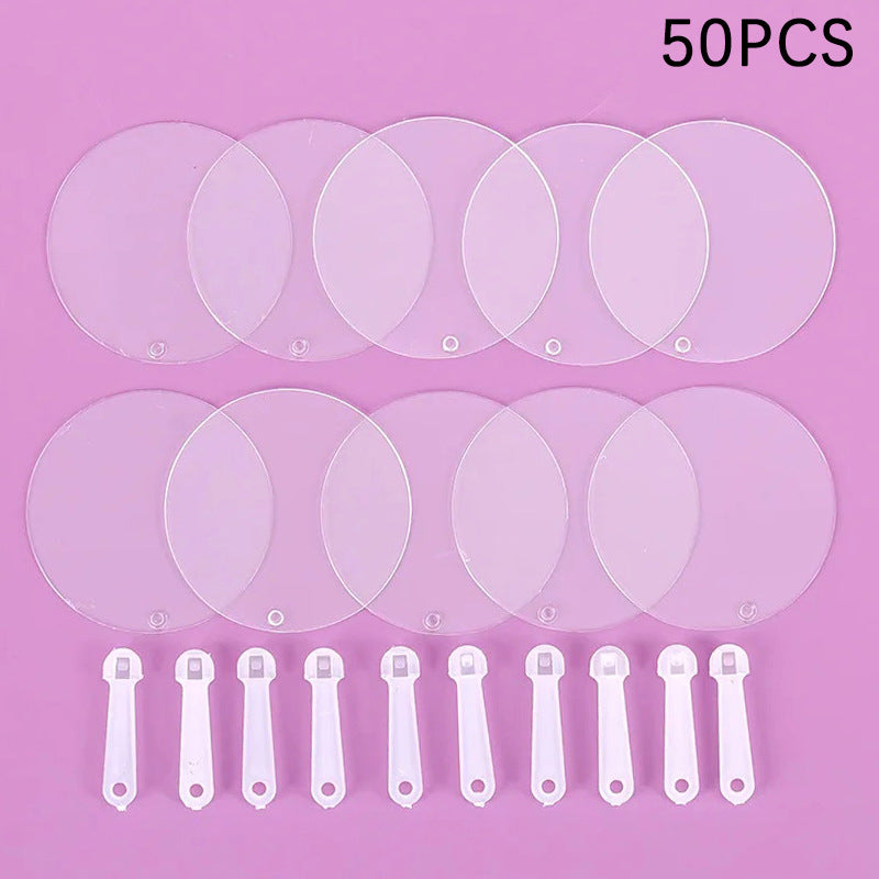 Mini Transparent DIY Handheld Round Fan for Kids' Crafts
