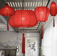 Chinese Style Stretch Fabric Red Lanterns for Restaurant Wedding Tree Decor