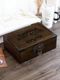 Solid Wood Vintage Storage Box with Lock