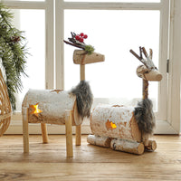Christmas Wooden Reindeer Decoration with LED Lights for Holiday Decor