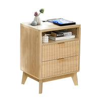Modern Minimalist Nightstand with Storage Drawer and Shelf