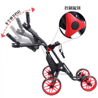 Foldable 4-Wheel Golf Push Cart with Seat Option for Golf Course