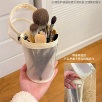 2-in-1 Mesh Transparent Cosmetic Brush Organizer Bag with Large Capacity