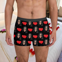 Men's Personalized Photo Print Boxer Briefs Funny Custom Underwear for Couples