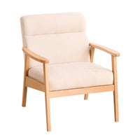 Solid Wood Nordic Style Lounge Chair with Ottoman for Living Room Bedroom