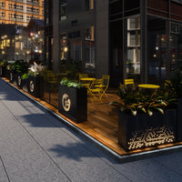 Outdoor Iron Stainless Steel Planter Box with Solar Light for Restaurant & Plaza Dividers
