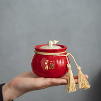 Ceramic Tea Caddy with Lid, Vintage Style, Small Airtight Storage Jar for Loose Leaf Tea, Gift Box Packaging