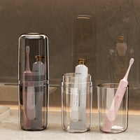 Portable Travel Toothbrush Holder and Mouthwash Cup Set for Couples and Kids