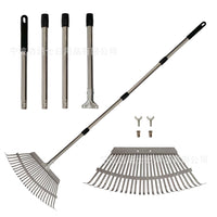 25-Tine Adjustable Stainless Steel Garden Rake for Leaves and Debris