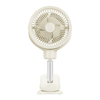 USB Rechargeable Clip-on Oscillating Fan with Telescopic Pole, Night Light & Air Circulation for Camping