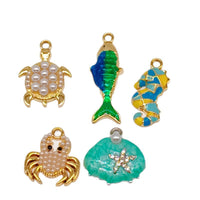 Cartoon Seashell Starfish Alloy Charms for DIY Jewelry Making