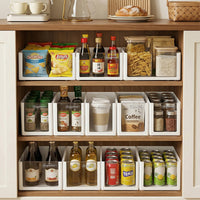 Japanese-Style Stackable Clear Storage Box with Lid for Kitchen Organization
