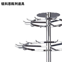 Rotating Metal Belt Display Rack with Double-Layer Design for Ties and Belts
