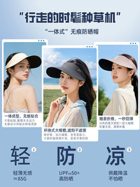 GaoLeJie Women's Summer UV Protection Sun Visor Hat with Large Brim, Foldable for Running & Sports