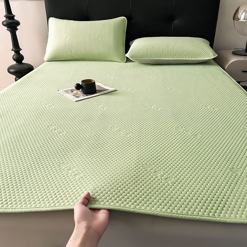 Jacquard Cooling Ice Bean Silk Mat Bed Sheet Set for Summer, Machine Washable