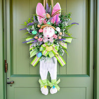 Easter Cartoon Theme Simulation Plant Wreath Hanging Ornament for Door Decoration