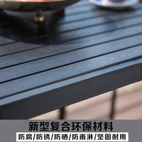Outdoor Patio Dining Set with Backrest Chairs, Wood-Plastic Composite Table and Chairs, 5-Piece Set for Balcony Cafe
