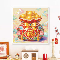 2026 New Cross Stitch Kit for Living Room Embroidery - Lucky Character and Bag Design