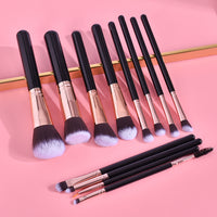 12-Piece Rose Gold Professional Makeup Brush Set with Storage