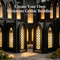 Gothic Miniature Window Ornament Dollhouse Decoration Model Building Scene Accessory