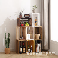 Vintage Solid Wood Storage Box Display Shelf Decorative Prop for Supermarket Fruit Display