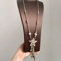 Vintage Industrial Style Braided Rope Star Tassel Necklace Pendant