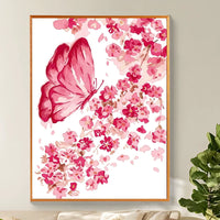 DIY Butterfly Floral Digital Oil Painting Kit for Adults, Acrylic Paint by Number Wall Art Decor