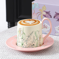 Tulip Coffee Mug and Saucer Set, French Afternoon Tea Cup Gift Box