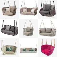 Outdoor Indoor Rattan Woven Hanging Swing Chair with Stand, Patio Garden Balcony Lounge Sofa
