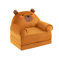Kids' Plush Animal Foldable Sofa Chair - Cartoon Tatami Lounger for Children