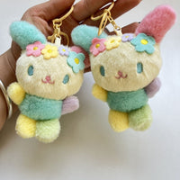 Cute Floral Bunny Plush Keychain Card Holder Coin Purse