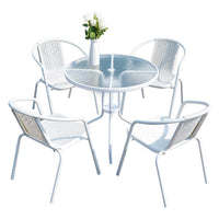 Outdoor Balcony Bistro Set, 3-Piece Folding Table and Chairs for Small Spaces, White